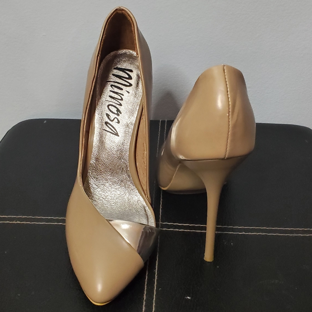 Tan high heels
